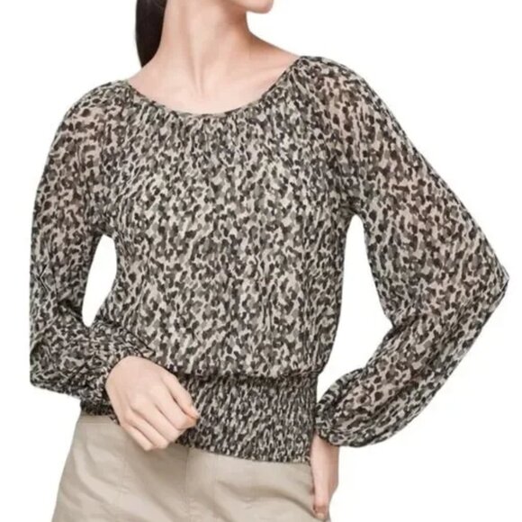 White House Black Market Tops - WHBM Camo Smocked Mesh Top, Size M, NWT